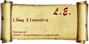 Lőwy Eleonóra névjegykártya